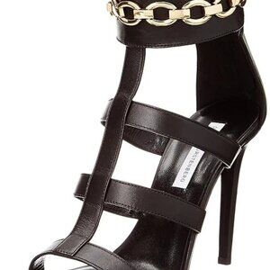 NEW Diane von Furstenberg Uma gladiator heels black/gold size 7